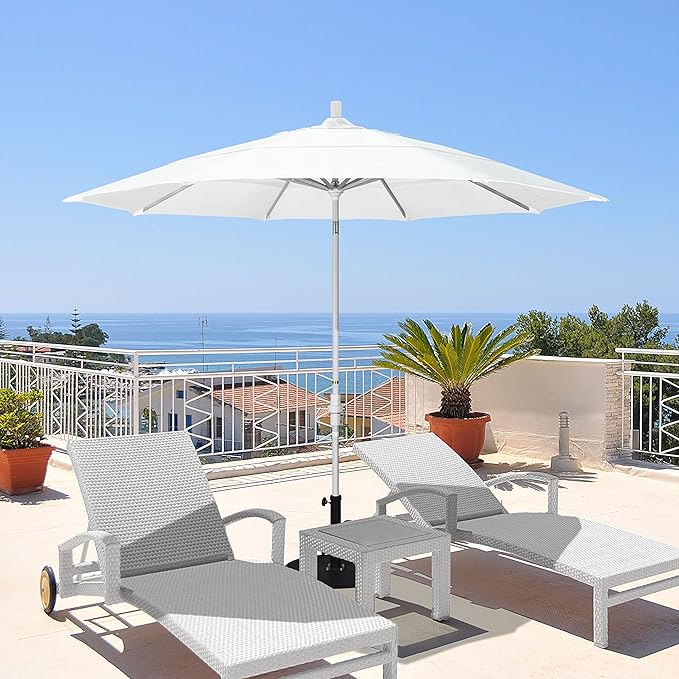 California Umbrella 11' Round Aluminum Market Umbrella, Crank Lift, Collar Tilt, Bronze Pole, Sunbrella