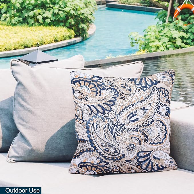 COZY TRENDS Decorative Indoor Outdoor Waterproof Throw Pillows with Inserts - Stylish Comfort for Your Patio Furniture, Garden Chairs, or Indoor Décor (18''X18'', Beige)