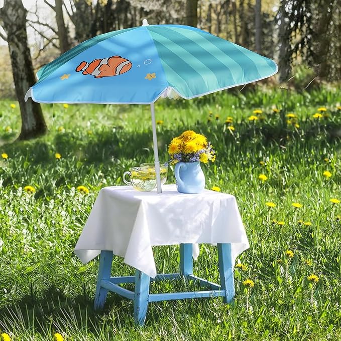 AMMSUN 47 Inch Water Table Umbrella,Kids Beach Umbrella & Picnic Table Shade,Ideal for Sand Play,Camping,Beach Trips,and Garden Lightweight Durable