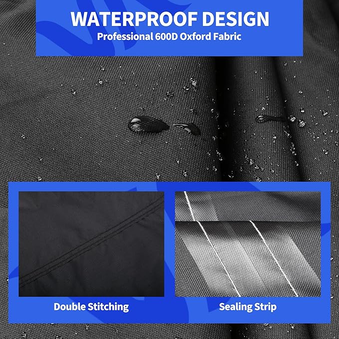 Rosefray 600D Outdoor L-Shaped Sectional Cover,Heavy Duty Anti UV Patio Sectional Sofa Cover with Air Vent, Waterproof Furniture Covers for Deck, Lawn,Backyard Right Facing 105''x85'' Blue