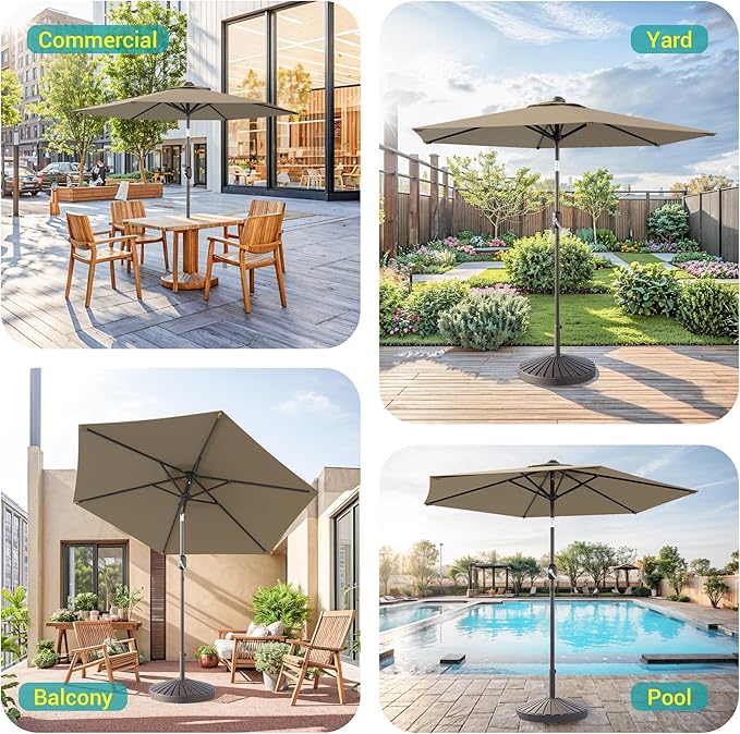 7.5ft Outdoor Umbrella Patio Umbrella,2-Year-Non-Fading,Table Market Patio Umbrella with Push Button Tilt and Crank,for Pool, Deck, Garden,Backyard