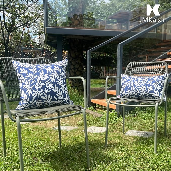 Outdoor Pillows 18"x18" Waterproof Decorative Pillows with Inserts | Set of 2 Fade Resistant Patio Throw Pillows for Garden Porch Couch and Patio Furniture