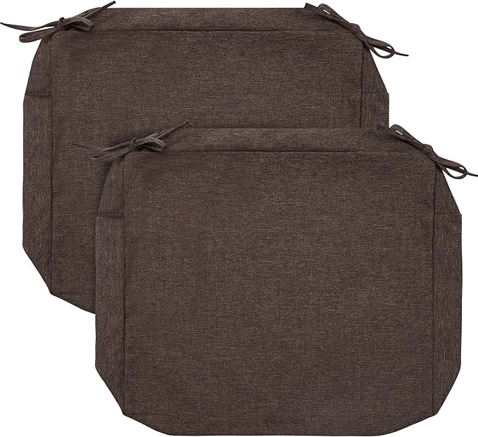 FUNHOME Outdoor Chair Cushion Covers 2 Pack, No Insert! Patio Cushion Covers Replacement 20" x 18" x 4", Water Resistant Patio Chair Cushion Slipcovers, Brown(Covers ONLY)