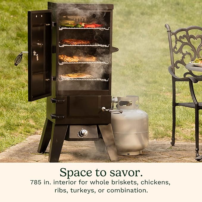 Cuisinart 36” Vertical Propane Smoker, 4 Removable Racks, Spacious BBQ Smoker with Wood and Water Trays, 15,000 BTU Heat for Smoked Meat, Brisket, Jerky, Fish, Perfect for Tailgates, Backyard, Camping