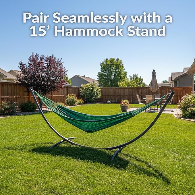 Sunnydaze Handwoven XXL Thick Cord Mayan Double Hammock for Outside - 625-Pound Capacity Heavy-Duty Outdoor Hammock - Meadow