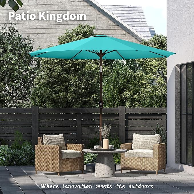 PatioKingdom 11FT Patio Umbrella,Outdoor Umbrella with Push Button Tilt and Crank,Market Table Umbrella with 8 Sturdy Fiberglass Ribs UV Protection