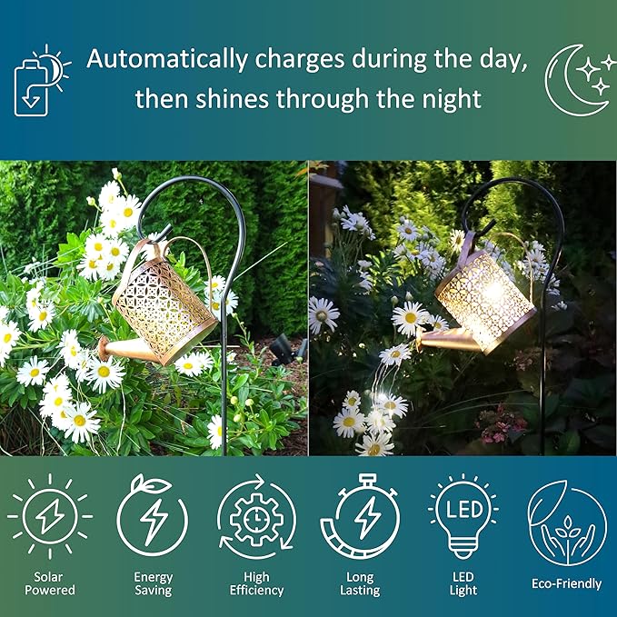 MCSSWC Solar Watering Can Landscape LED Light, Outdoor Waterproof Solar Garden Lawn Patio Yard Pathway Décor Gift and Present with Shepherd Hook