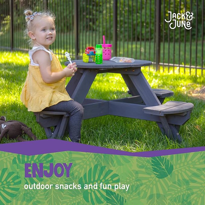 Jack & June Circular Cedar Picnic Table – 100% Cedar Wood – Weather Resistant – Perfect for Outdoor Dining and Entertaining