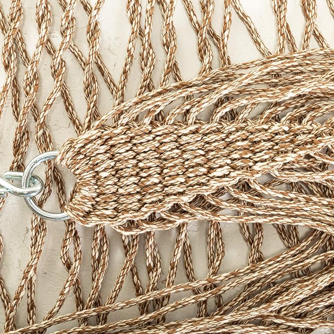 Hatteras Hammocks Executive Antique Brown Heirloom Tweed DuraCord Rope Hammock – 13 ft. x 65 in., 2-Person, 450 lb Capacity, Cumaru Spreader Bar, Zinc-Plated Hardware – Handcrafted in The USA