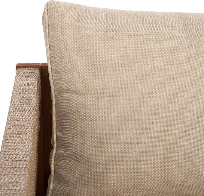 SAFAVIEH Outdoor Collection Roya Natural/Taupe Solid Wood 4-Piece Conversation Set