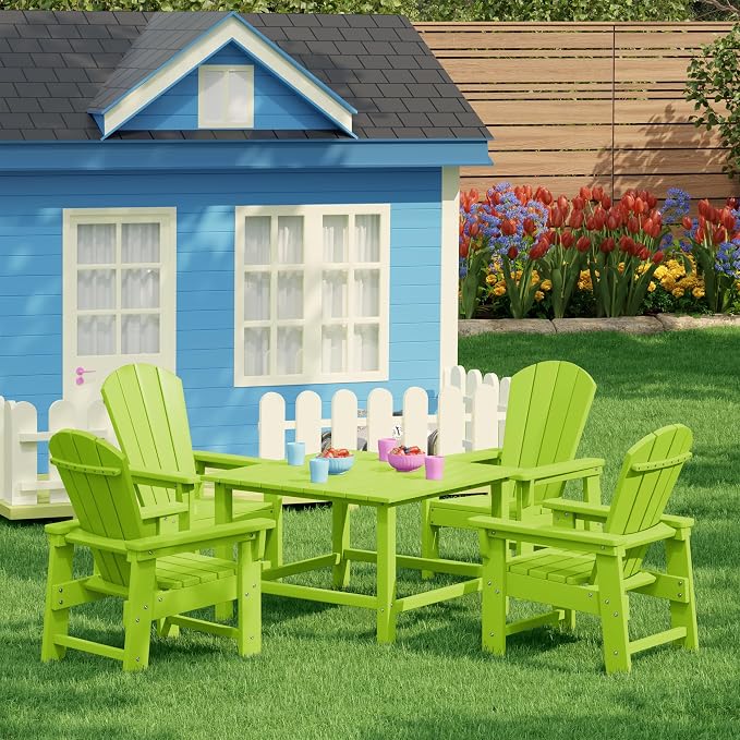 Costaelm Outdoor Kids Table, Toddler Dinner Table Baby Desk Outdoor Childrens Party Tables for Arts & Crafts, Snack Time, Multi-Activity Desk for Ages 2-8 in Classroom/Outside, Lime