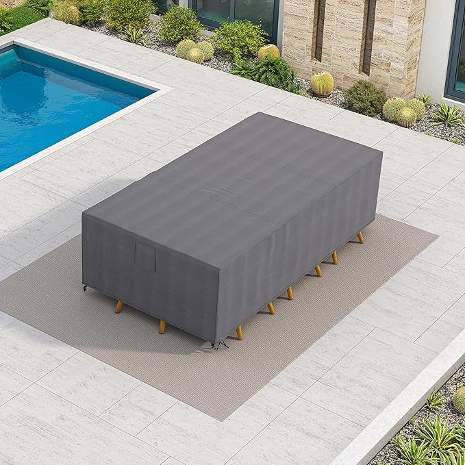 PURPLE LEAF Patio Furniture Cover Waterproof Heavy Duty TPU Coating Tear-Resistant Fabric for Outdoor Rectangular Sectional Sofa Couch Set Dining Table Chair Covers 118"L x 63"W x 29"H