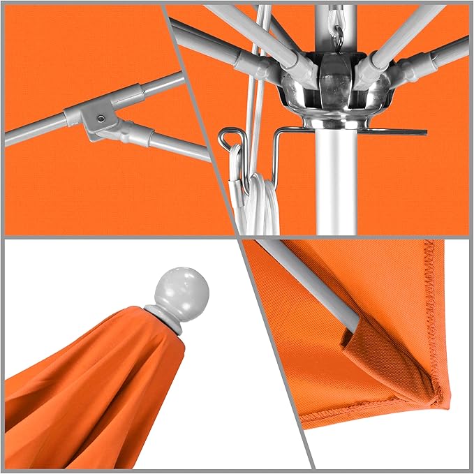California Umbrella 11' Rd. Venture Series Contract Grade Patio Umbrella, Pulley Open, Silver Finish, Sunbrella Melon