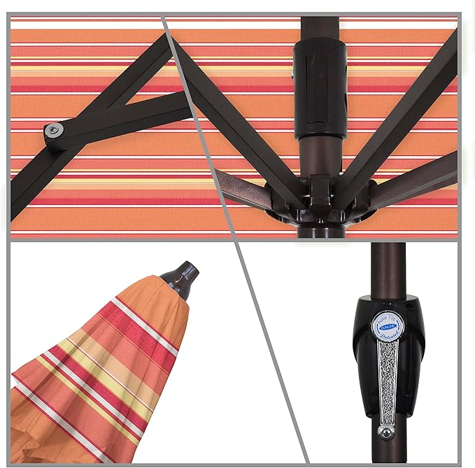California Umbrella 7.5' Round Sunbrella Aluminum Outdoor Deck, Pool or Patio Umbrella, Crank Lift, Auto Tilt, Bronze Pole, Dolce Mange