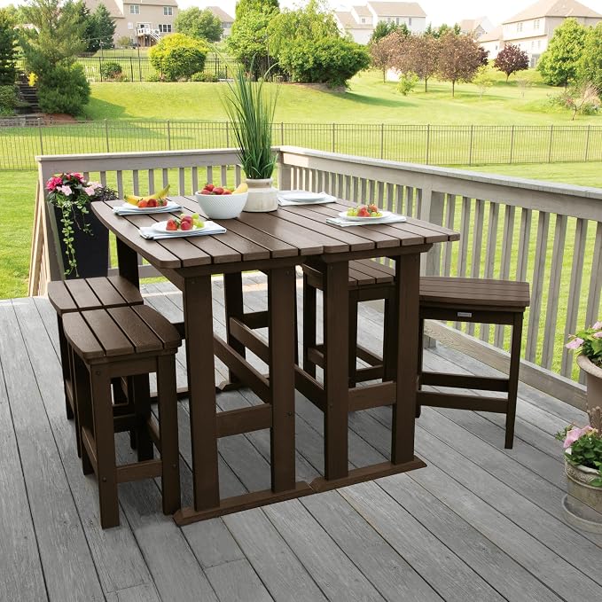 Highwood Lehigh 6pc Counter Height Balcony Set, Weathered Acorn
