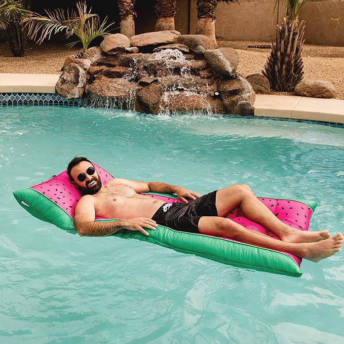Big Joe Kona Hammock No Inflation Needed Pool Lounger with Headrest, Quick Draining Fabric, 4 feet Big