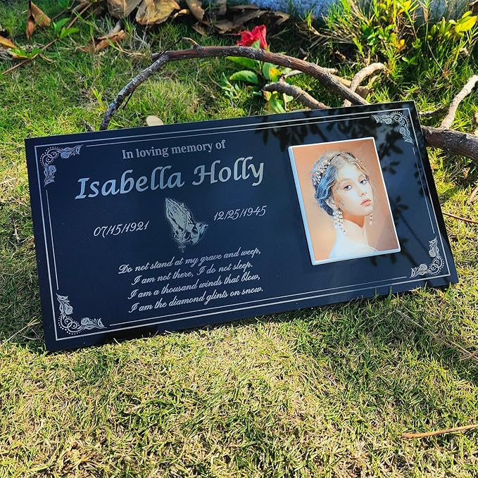Human Memorial Stones Personalized, Grave Markers, Memorial Plaque Outdoors, Headstones for Graves, Granite Grave Stone, Grave Decorations for Cemetery