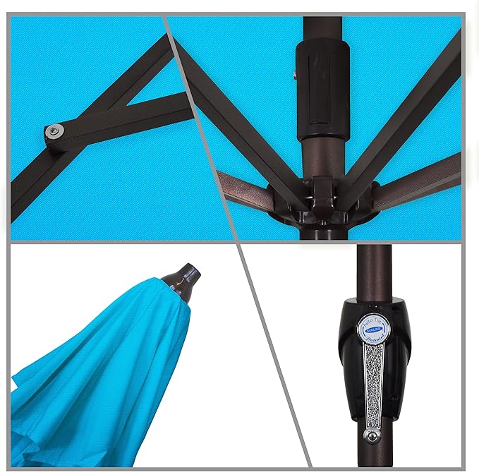 California Umbrella 7.5' Round Sunbrella Aluminum Outdoor Deck, Pool or Patio Umbrella, Crank Lift