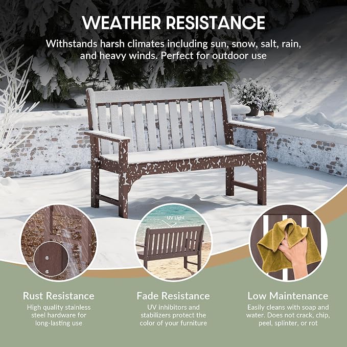 WestinTrends Malibu 3-Piece HDPE Outdoor Patio Furniture Couch and Coffee Table Set, Dark Brown