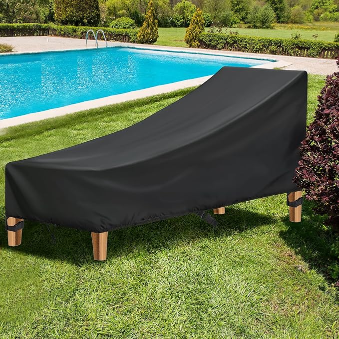 Outdoor Chaise Lounge Cover for KidKraft Backyard Furniture Chair, Waterproof Kids Patio Furniture Cover for Kid Pets - 37" L x 20" W x 19" H, Black