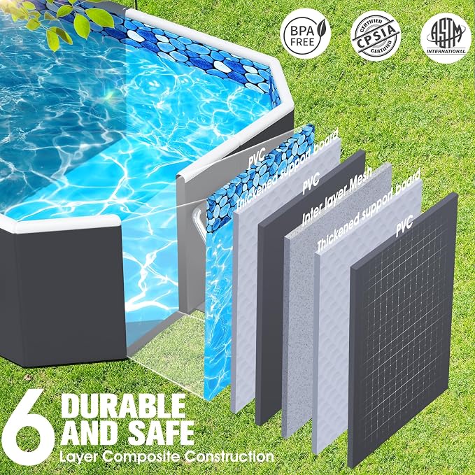 StarOcean Foldable Pool with Canopy,Non Inflatable Pool,Large Foldable Swimming Pool for Adult Portable Pool,Large Collapsible Kid Pool with Shade,Folding Kid Pool for Backyard,90x50x19 in-Dark Blue