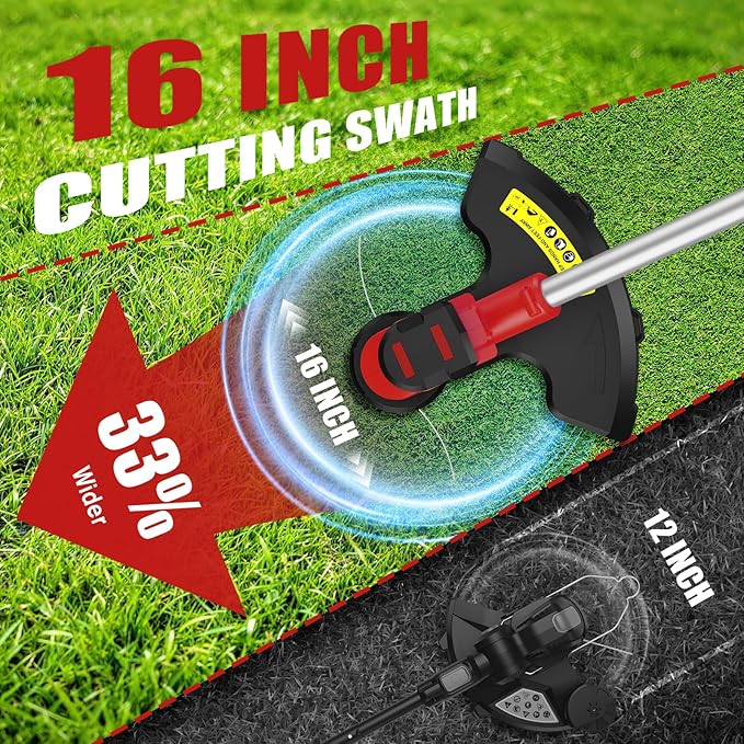 HEINPRO Cordless Weed Wacker Compatible with Milwaukee M18 Battery, 16" Brushless Weed Eater, Grass Trimmer for Lawn Care, Bump Feed, String Trimmer W/ 4 Bulk Trimmer Line Coils(Tool Only)