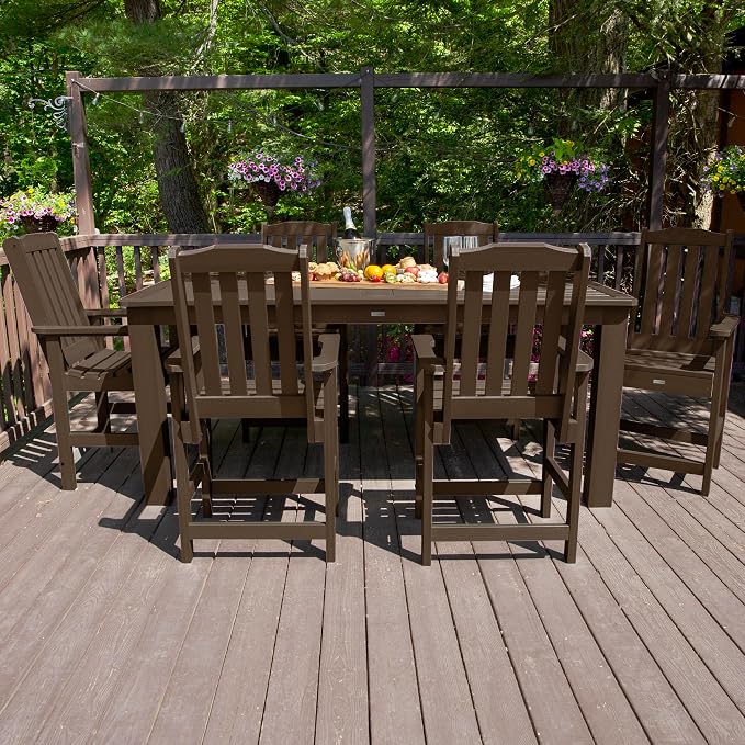 Highwood Lehigh 7pc Rectangular Counter Height Dining Set 84" x 42", Weathered Acorn