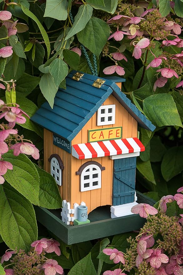 Clever Garden Hanging Birdhouse, Decorative Outdoor Bird Feeder for Hummingbirds and Wild Birds, Tan Café
