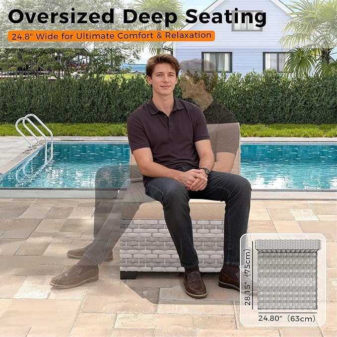 10-Seat Outdoor Wicker Patio Furniture Set with Fire Pit Table, Modular Rattan Sectional Sofa & 2 Swivel Rocking Chairs, 4" Thick Cushions, Rust-Resistant Frame,Beige