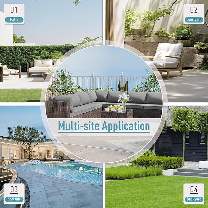 ALAULM 12 Pieces Patio Furniture Set with 2 Swivel Chairs Wicker Patio Conversation Set, Outdoor Sectional Furniture w/Coffee Table & Washable Seat Cushions-Grey