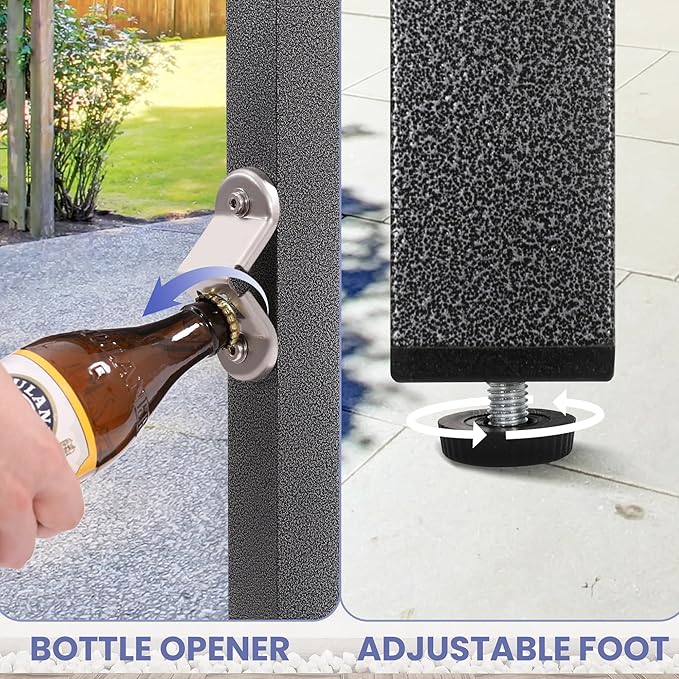 MURAGO 39*39*17 Outdoor Bar Table Extra Wide,Tall Bar Height Outdoor Pub Table, Ideal for Patio, Hot Tub, Dining, Balcony, Poolside, Weatherproof Composite Top, Rustproof, Built In Bottle Opener,Black