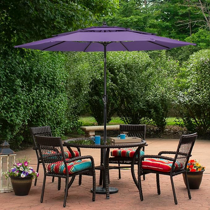 Northlight 9.75ft Outdoor Patio Market Umbrella with Hand Crank and Tilt, Purple