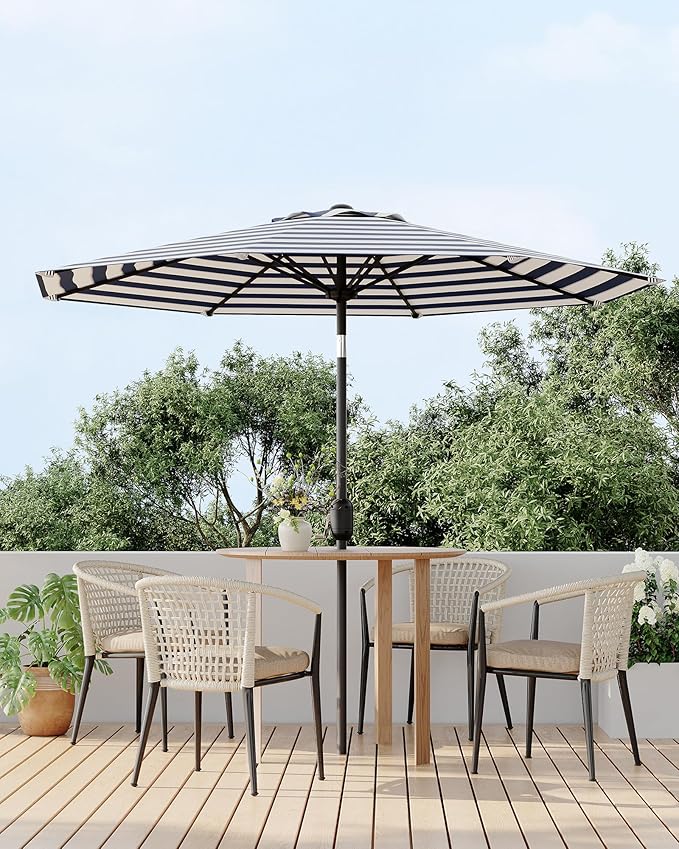 PeakPursuit 9FT Patio Umbrella Outdoor, Market Umbrella, Table Umbrella with Push Button Tilt and Crank, 8 Sturdy Ribs UV Protection Waterproof for Garden, Pool, Deck, Backyard