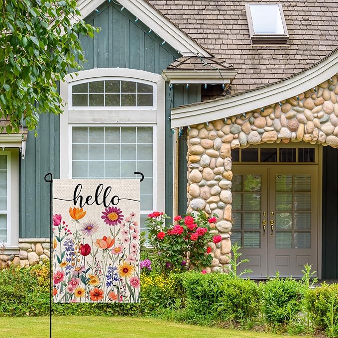 wyooxoo Spring Summer Flower Garden Flag 12x18 Inch Double Sided Vertical Welcome Garden Flag Outside Farmhouse Yard Outdoor Decoration (G)
