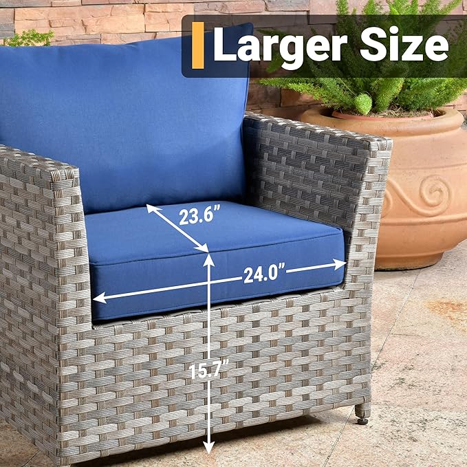 16 Pieces Patio Furniture Conversation Set with 42" Fire Pit Table Rocking Chair Outdoor Sectional Gray Wicker Sofa Set
