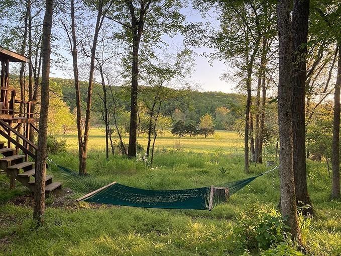 East Wind Rope Hammock, 12ft Length x 5ft Width, Large, Weather-Resistant (Garden Green)