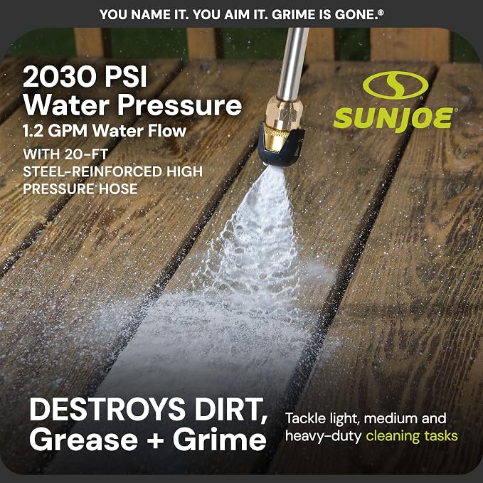 Sun Joe SPX3000-TPS + SPX3000 Electric Pressure Washer Quick-Connect Spray 5-Tip Set and Sun Joe Electric Pressure Washer, Portable Power Washer with Wheels