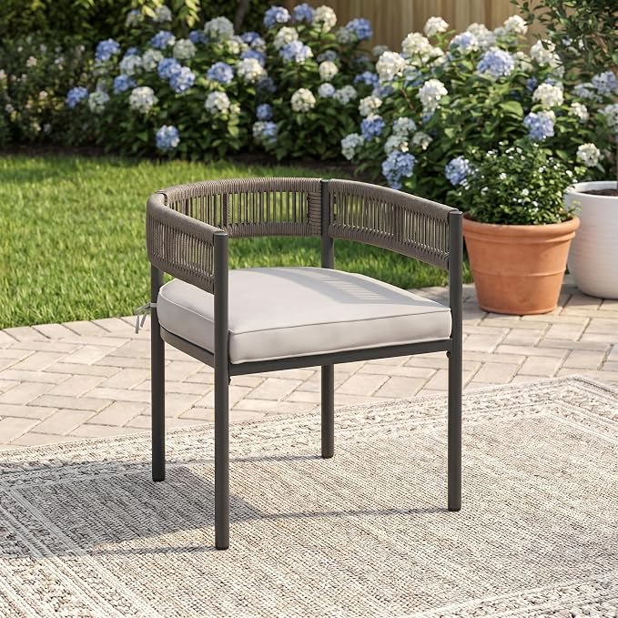 VICLLAX Patio Dining Set for 4-37.8" Square Table & Cushioned Seats, Black