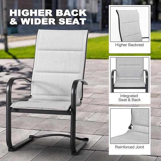 NUU GARDEN 7 Piece Outdoor Patio Dining Set, 6 Textilene Dining Chairs and 61" Rectangular Patio Dining Table with 1.77" Umbrella Hole, for Backyard, Patio, Garden, Gray and Black