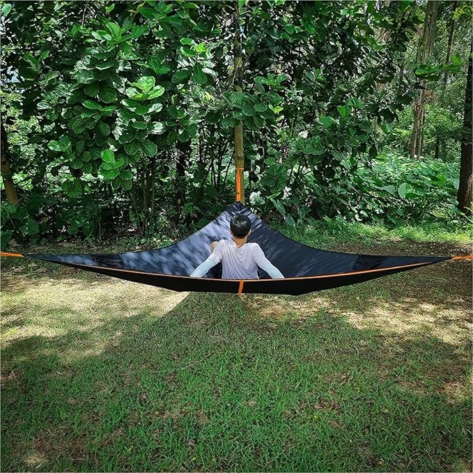 Triangle Hammock 13ft Outdoor Camping Hammock Portable Multi Person Tree Tent with Tie Down Straps & Net Pocket Max 500 lbs