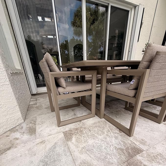 PURPLE LEAF Outdoor Dining Set for 12 Aluminum Oversize Patio Furniture Table and Chairs Set with All Weather Thick Cushion Rectangular Patio Dining Sets for Large Backyard Garden Poolside, Khaki