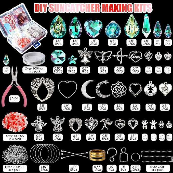 Suncatcher Kits 500PCS DIY Sun Catchers for Adults Home Wedding Decor Gift | DIY Suncatcher, Sun Catchers Craft Kits, Heart Hanging Prism with Crystals, Home Wedding Garden Decor, Favors Gift for Lover