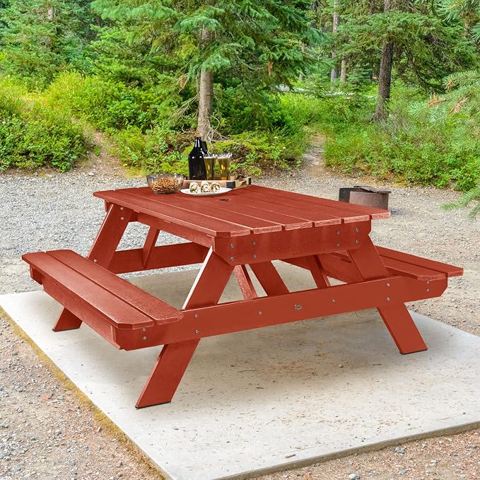 Highwood Professional Commercial Grade National Picnic Table, Rustic Red