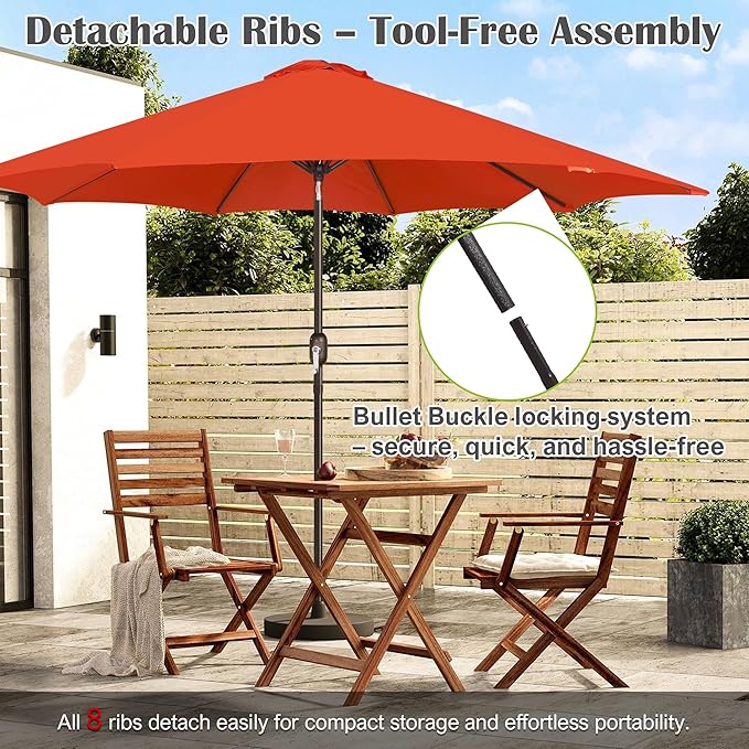 Blissun 10FT Outdoor Patio Umbrella, Outdoor Table Umbrella, Yard Umbrella, Market Umbrella with 8 Sturdy Ribs, Push Button Tilt and Crank