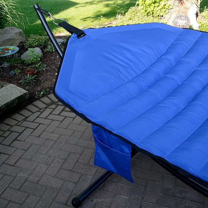 Algoma Net Padded Olefin Fabric Hammock and Steel Arc Stand Combination