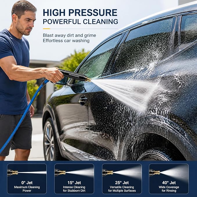 Home High-Pressure Car Wash Water Gun with Booster Nozzle, Portable Water Saving High Pressure Washing Gun for Household Car Cleaning, Outdoor Yard, Patio and Surface Deep Cleaning