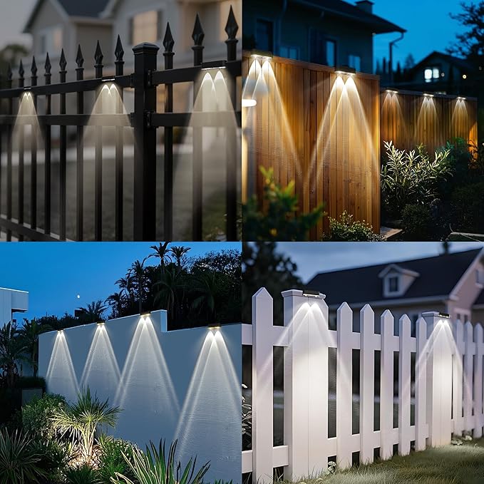 Peasur Solar Fence Lights Outdoor, 8 Pack Step Light Solar Powered, Waterproof LED Deck Lights for Stairs Railing Yard Patio Outside(Cool White)
