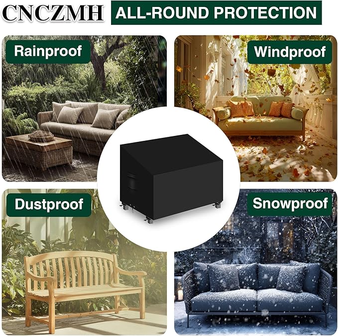 Heavy Duty Patio Sofa Covers Waterproof, Outdoor 3-Seater Couch Cover Waterproof, 600D Outdoor 2-Seater Loveseat Furniture Covers with Air Vent Handle 70''W x 38''D x 24''H/ 35''H Black