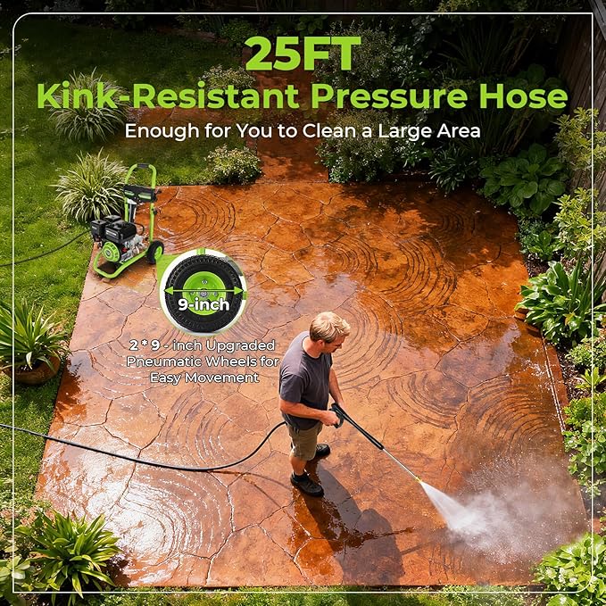 4200 PSI Gas Pressure Washer, 4.0 Max GPM 212CC 7HP Commercial Gas Power Washer, Spray Gun and Wand, 5 Nozzle Set, for Cars/Fences/Driveways/Homes/Patios/Furniture
