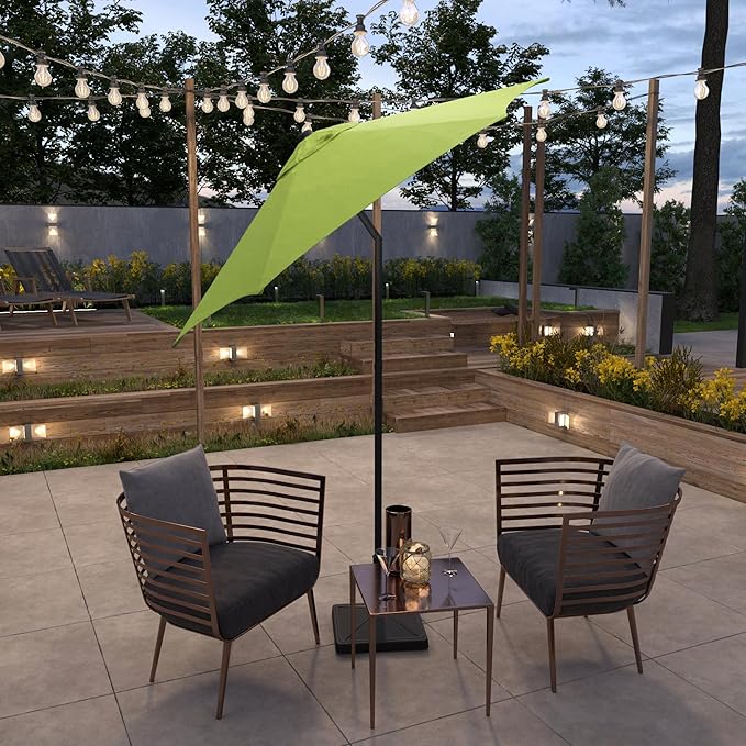 Sunline 7.5 ft Patio Umbrella with Crank & Push Button Tilt, Outdoor Market Umbrella with UV Protection & Wind Vent, Metal Frame for Deck, Pool & Table, Lime